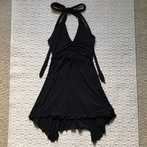 Asymmetrical Black Halter Top/Tunic